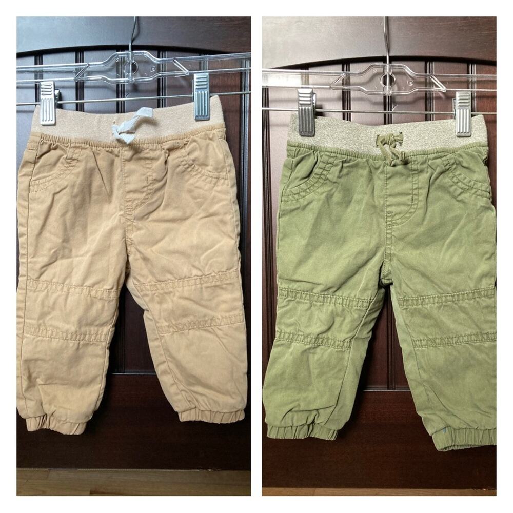 Cat & Jack Kids Joggers Boys Size 6-9 months Tan Green